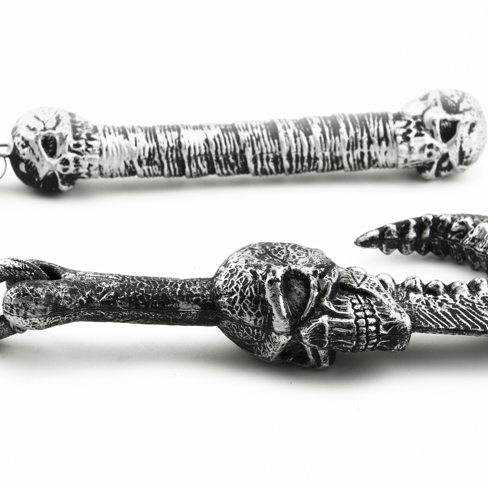 Plastic Skull Bones Hook Chain Mace Toy Weapon Halloween Costume